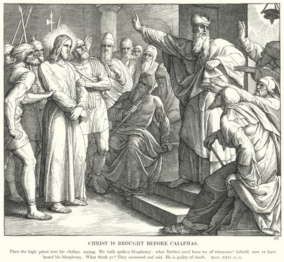 Kristus förs inför Kaifas (gravyr) av Julius (after) Schnorr von Carolsfeld