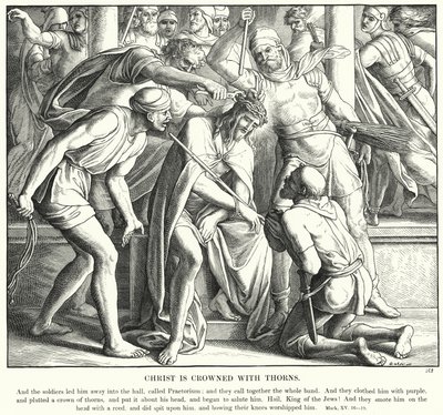 Kristus är krönt med törnar (gravyr) av Julius (after) Schnorr von Carolsfeld