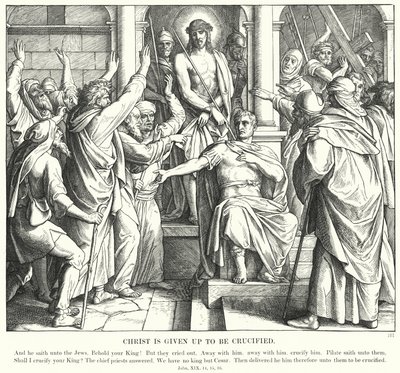 Kristus är uppgiven för att bli korsfäst (gravyr) av Julius (after) Schnorr von Carolsfeld