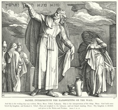 Daniel tolkar handstilen på väggen (gravyr) av Julius (after) Schnorr von Carolsfeld