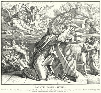 Psalmisten David, Petition (gravyr) av Julius (after) Schnorr von Carolsfeld