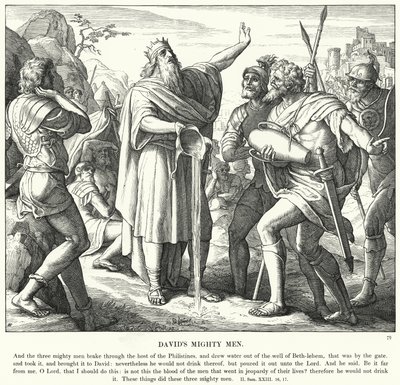 Davids mäktiga män (gravyr) av Julius (after) Schnorr von Carolsfeld