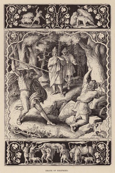 Siegfrieds död (gravyr) av Julius (after) Schnorr von Carolsfeld