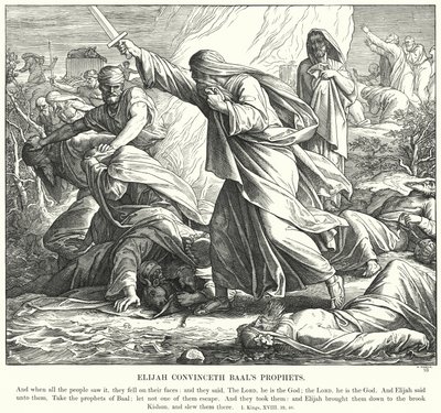 Elia Convinceth Baals profeter (gravyr) av Julius (after) Schnorr von Carolsfeld
