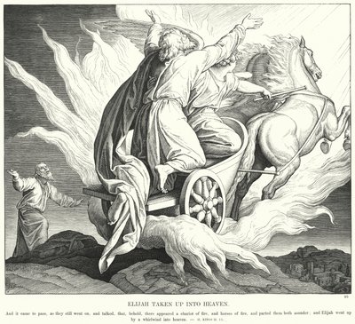 Elia upptagen till himlen (gravyr) av Julius (after) Schnorr von Carolsfeld