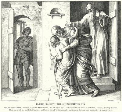 Elisa reser Sunemmitens Son (gravyr) av Julius (after) Schnorr von Carolsfeld