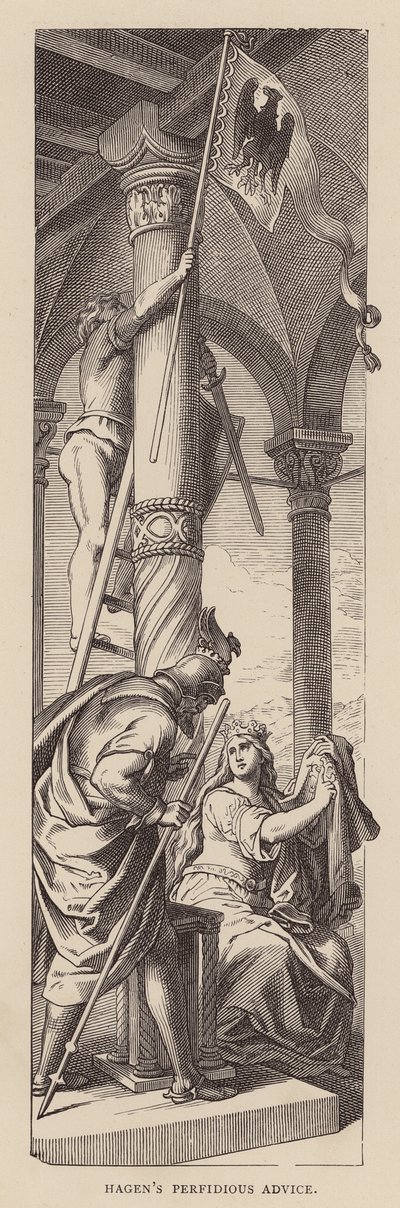 Hagens fördärvliga råd (gravyr) av Julius (after) Schnorr von Carolsfeld