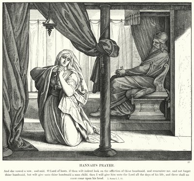 Hannas bön (gravyr) av Julius (after) Schnorr von Carolsfeld