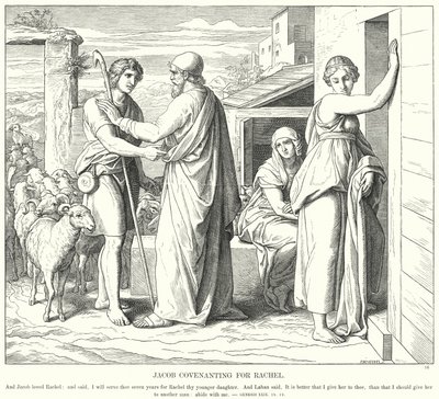Jacob Covenanting for Rachel (gravyr) av Julius (after) Schnorr von Carolsfeld