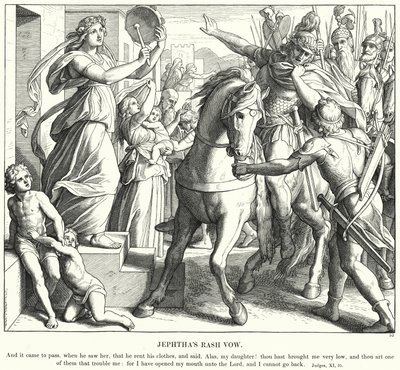 Jeftas utslagslöfte (gravyr) av Julius (after) Schnorr von Carolsfeld