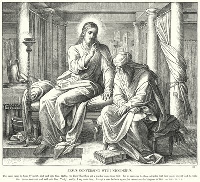 Jesus samtalar med Nikodemus (gravyr) av Julius (after) Schnorr von Carolsfeld