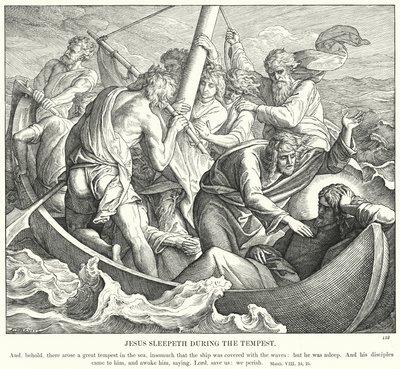 Jesus sover under stormen (gravyr) av Julius (after) Schnorr von Carolsfeld
