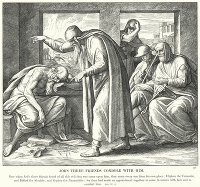 Jobs tre vänner kondolerar med honom (gravyr) av Julius (after) Schnorr von Carolsfeld