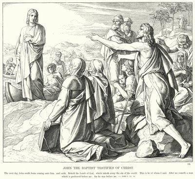Johannes Döparen vittnar om Kristus (gravyr) av Julius (after) Schnorr von Carolsfeld