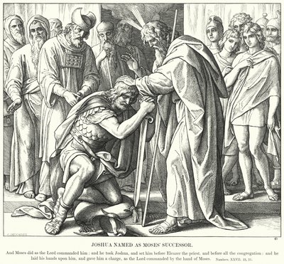 Joshua utnämnd till Moses efterträdare (gravyr) av Julius (after) Schnorr von Carolsfeld