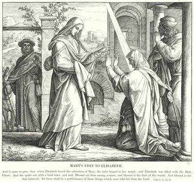 Marias besök hos Elisabeth (gravyr) av Julius (after) Schnorr von Carolsfeld