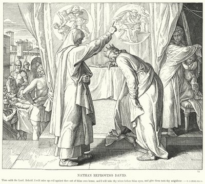 Nathan Reproving David (gravyr) av Julius (after) Schnorr von Carolsfeld