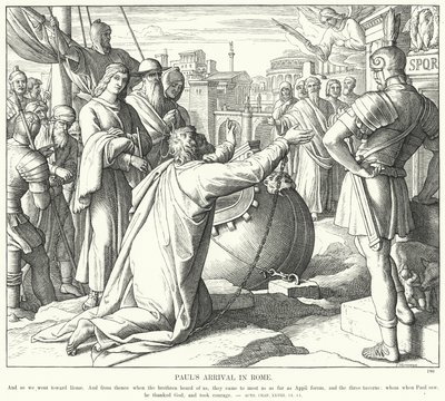 Paulus ankomst till Rom (gravyr) av Julius (after) Schnorr von Carolsfeld