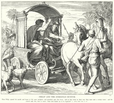 Filip och den etiopiske eunucken (gravyr) av Julius (after) Schnorr von Carolsfeld