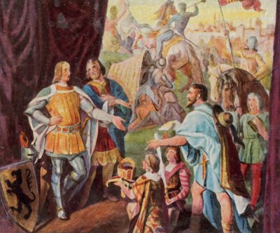 Rudolf av Habsburg tar emot beskedet om att han valts till tysk kung av Julius (after) Schnorr von Carolsfeld