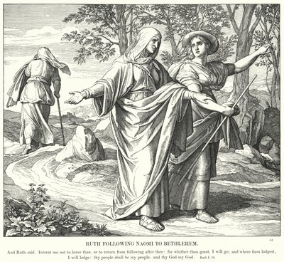 Rut följer Naomi till Betlehem (gravyr) av Julius (after) Schnorr von Carolsfeld