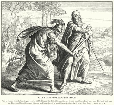 Sauls detronisering förutsagt (gravyr) av Julius (after) Schnorr von Carolsfeld