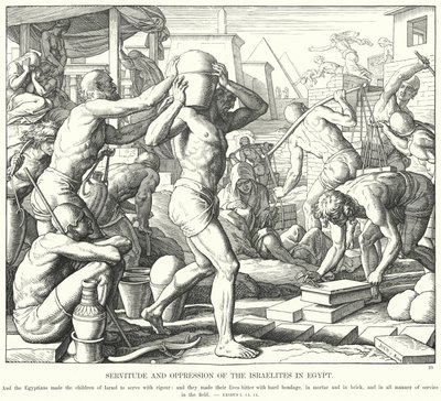 Servitud och förtryck av israeliterna i Egypten (gravyr) av Julius (after) Schnorr von Carolsfeld