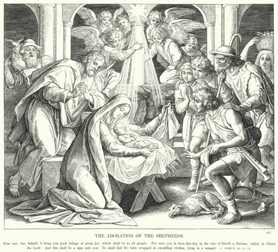 Herdarnas tillbedjan (gravyr) av Julius (after) Schnorr von Carolsfeld