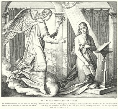 Bebådelsen till Jungfrun (gravyr) av Julius (after) Schnorr von Carolsfeld