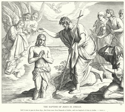 Jesu dop i Jordanien (gravyr) av Julius (after) Schnorr von Carolsfeld