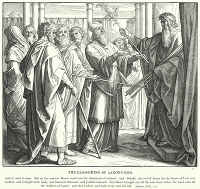 The Blossoming of Aarons Rod (gravyr) av Julius (after) Schnorr von Carolsfeld