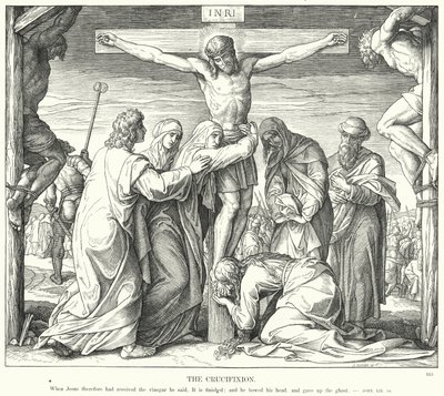 Korsfästelsen (gravyr) av Julius (after) Schnorr von Carolsfeld