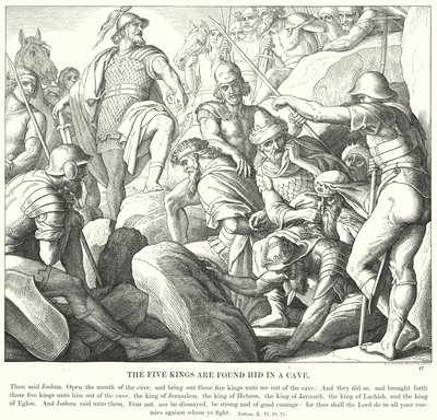 De fem kungarna finns gömda i en grotta (gravyr) av Julius (after) Schnorr von Carolsfeld