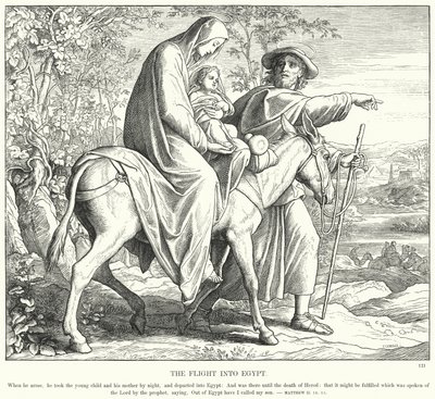 Flygningen till Egypten (gravyr) av Julius (after) Schnorr von Carolsfeld