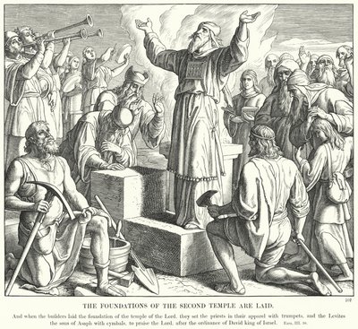 Grunden till det andra templet är lagd (gravyr) av Julius (after) Schnorr von Carolsfeld