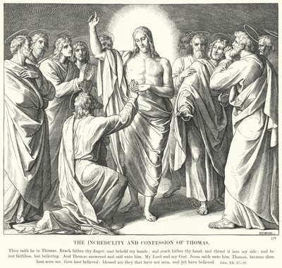 Thomass otrohet och bekännelse (gravyr) av Julius (after) Schnorr von Carolsfeld