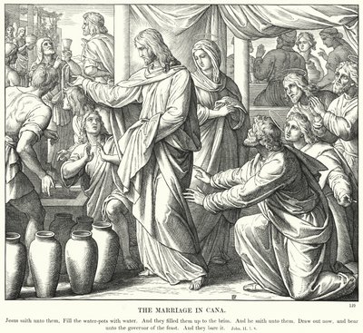 Äktenskapet i Kana (gravyr) av Julius (after) Schnorr von Carolsfeld