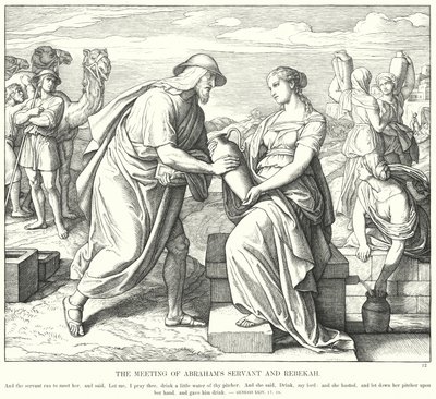 Mötet mellan Abrahams tjänare och Rebecka (gravyr) av Julius (after) Schnorr von Carolsfeld