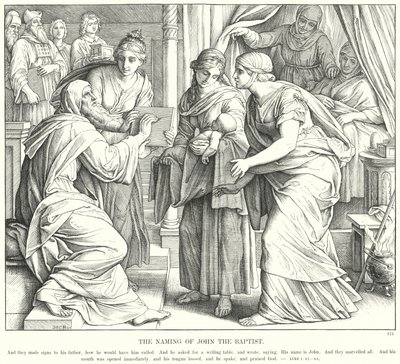 Namnet på Johannes Döparen (gravyr) av Julius (after) Schnorr von Carolsfeld