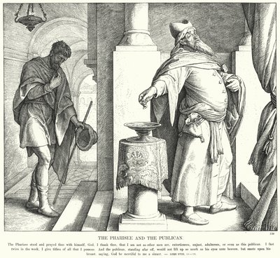 Fariséen och publikanen (gravyr) av Julius (after) Schnorr von Carolsfeld