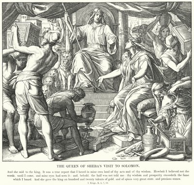 Drottningen av Sabas besök hos Salomo (gravyr) av Julius (after) Schnorr von Carolsfeld