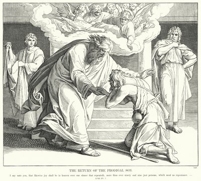 Den förlorade sonens återkomst (gravyr) av Julius (after) Schnorr von Carolsfeld