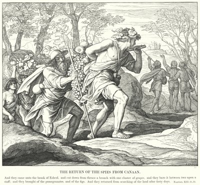 Spionernas återkomst från Kanaan (gravyr) av Julius (after) Schnorr von Carolsfeld