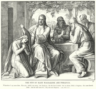 Maria Magdalenas synder är förlåtna (gravyr) av Julius (after) Schnorr von Carolsfeld