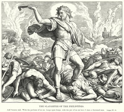 Slakten av filistéerna (gravyr) av Julius (after) Schnorr von Carolsfeld