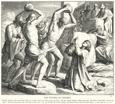The Stonening of Stephen (gravyr) av Julius (after) Schnorr von Carolsfeld