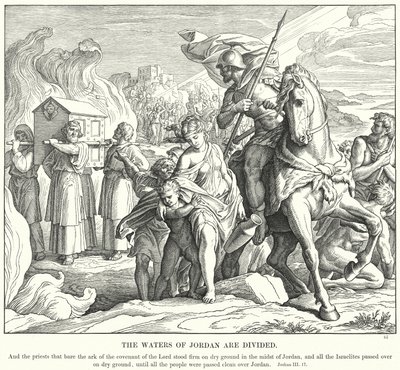 Jordaniens vatten är delat (gravyr) av Julius (after) Schnorr von Carolsfeld