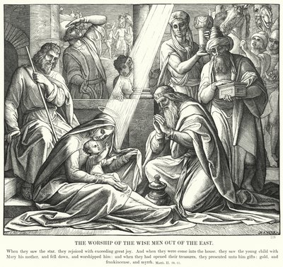 Dyrkandet av de vise männen från östern (gravyr) av Julius (after) Schnorr von Carolsfeld