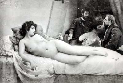 Emile Zola (1840-1902) i konstnärens ateljé, 1891 av Julius C. Rolshoven