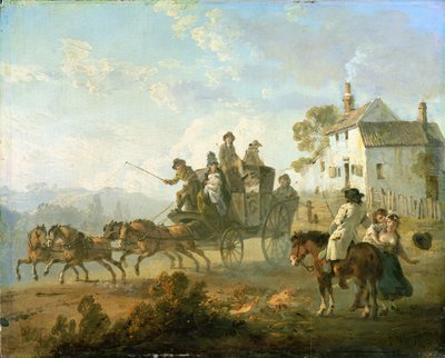 En scencoach på en landsväg, 1792 av Julius Caesar Ibbetson